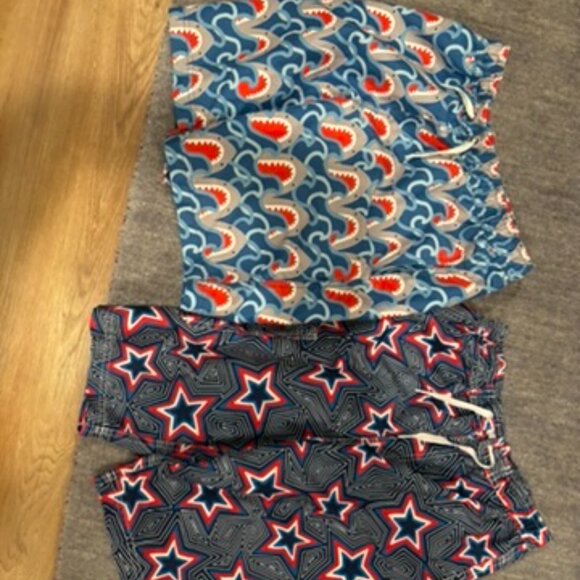 Hanna Andersson boys swim trunks and UPF rash guard